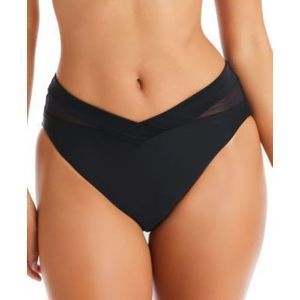 Bar Iii Natural Beauty V-Waist High Leg Black Bikini Bottoms Women's Swimsuit S
